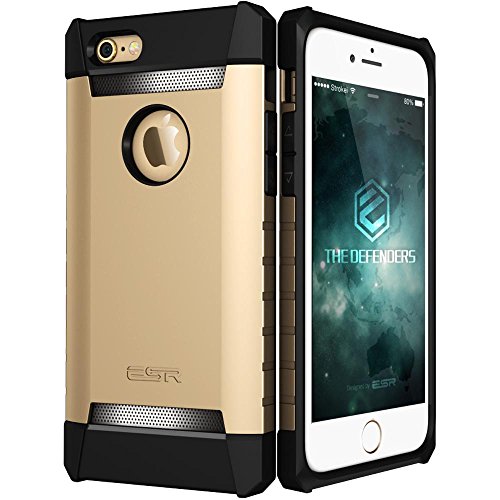 ESR Case for iPhone 6/6s Plus, Three Layer Heavy Duty Shockproof Case [Free Screen Protector] [Metal Design] [Matte Silicone Back + Thickened TPU Bumper] for iPhone 6 Plus/6s Plus 5.5