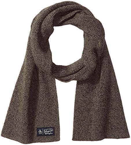 Original Penguin Men's Two Tone Knit Scarf, black, OSFA