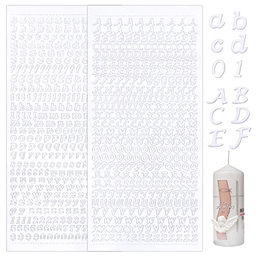 4 hojas Pegatinas de Letras y Números Sticker Pegatina Alfabeto para Decoración Tarjetas de Felicitación Scrapbooking Manualidades Álbumes de Recortes (blanco)