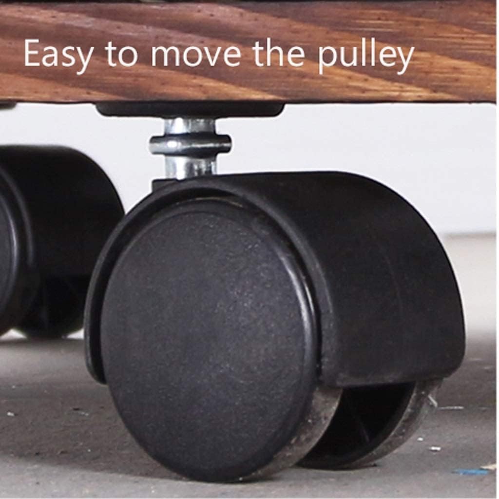 Plant Trolley Plant Pot Trolley,Plant Pallet Cart Wooden Plant Stand Round Planter Trolley Indoor Outdoor Rolling Tray Coaster Flower Pot Mover Plant Pot Saucers