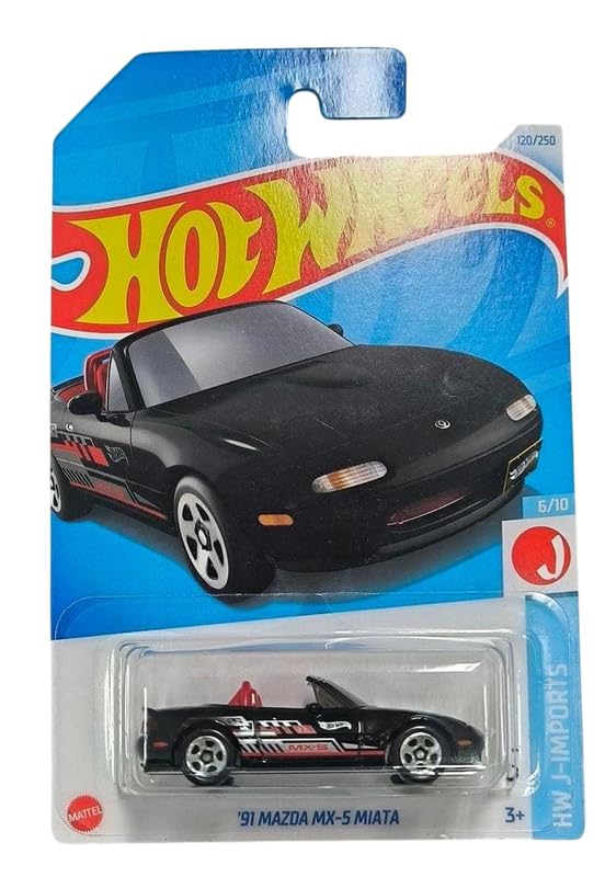 Image of Hot Wheels 91 Mazda MX-5 Miata HW J Imports Ages 3 and Up 120 /250 (Black)