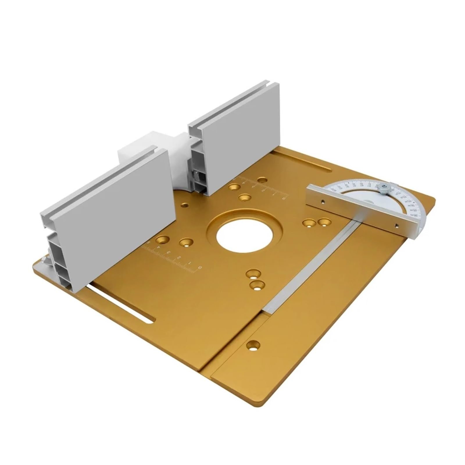 NURII Placa de inserción de Mesa de enrutador de Aluminio, Recortadora de carpintería, Placa abatible de fresado de Madera eléctrica con Calibre de inglete for Trabajo de Bricolaje