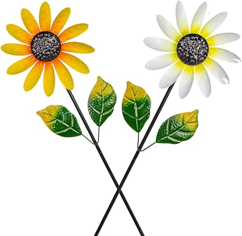 Miniatura 2 de Paquete de 2 molinos de viento de jardín, esculturas de viento de metal, molino de viento para exteriores, decoración de patio, césped, patio