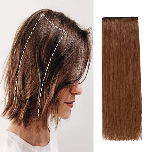 Human Hair Toppers for Women Real Human Hair Thick Hairpieces Adding Extra Hair Volume Clip in Hair Extensions Hair Toppers for Women with Thinning Hair (8 Inch, 4#)