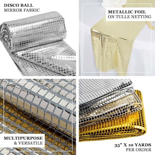 Premium 35" x 10 Yards Silver Metallic Foil Mirror Fabric for Glamorous Events and Decor 5 Premium 35" x 10 Yards Silver Metallic Foil Mirror Fabric for Glamorous Events and Decor - Image 4