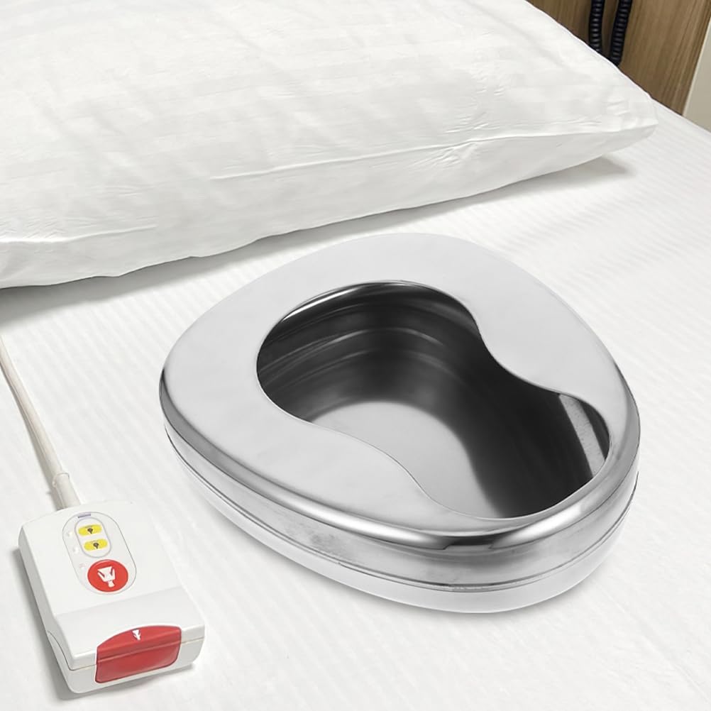 Padella per Letto in Acciaio Inox 2 Pezzi per Allettati | Argento, Uso Domestico per Assistenza Notturna, Pulizia Semplice e Pratica