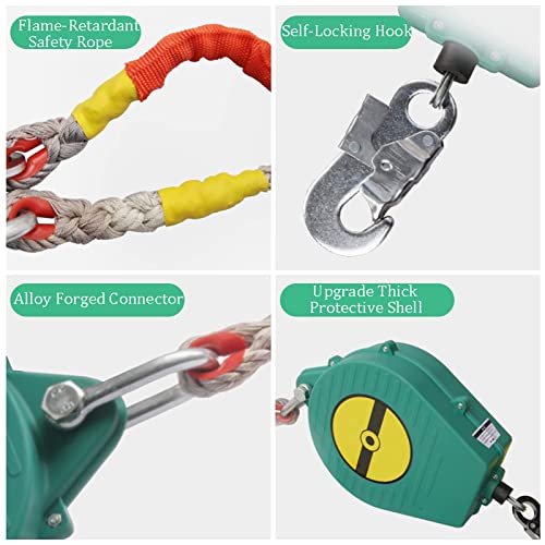 Cuerda de seguridad retráctil para protección contra caídas, línea de vida autorretráctil, dispositivo de protección personal para techos y construcción, capacidad de carga: 150 kg, 7 m (10 m)