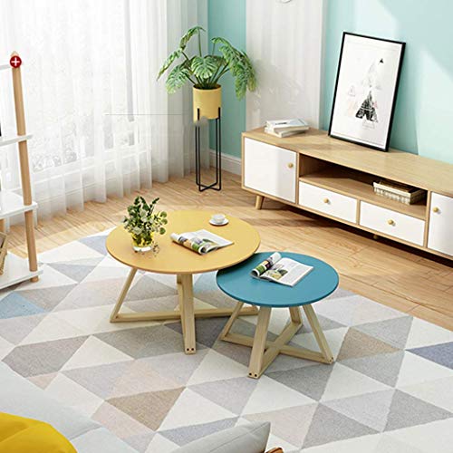 Table basse bois massif petit rond canapé côté salon mini thé
