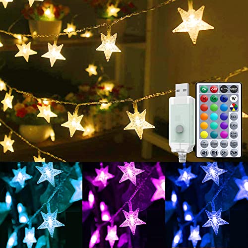 Solhice 20ft Color Changing Star String Lights for Bedroom 40 LEDs, Hanging Twinkle Lights USB Powered, Bunk Bed Lights for Kids Room Indoor Outdoor...