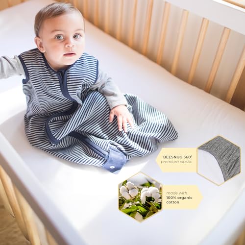 Image of Burt's Bees Baby Essential Organic Cotton Fitted Crib Sheet, Breathable for Boy Girl Standard Crib & Toddler Mattresses