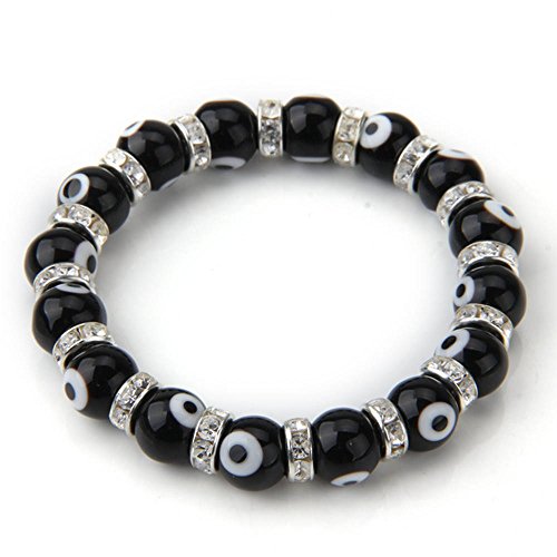 fitTek® 10mm Schwarz Kugel Glas Auge Perlenarmband Modeschmuck TOP [Schmuck] Cover