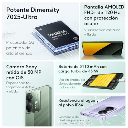 Image of Poco M7 Pro 5G (256GB + 8GB) (for Tmobile Mint Tello & Global) 50MP Dual Sony Camera 6.67 inch 120Hz Octa Core Unlocked Dual Sim Model 2409FPCC4G Liberado (Green)