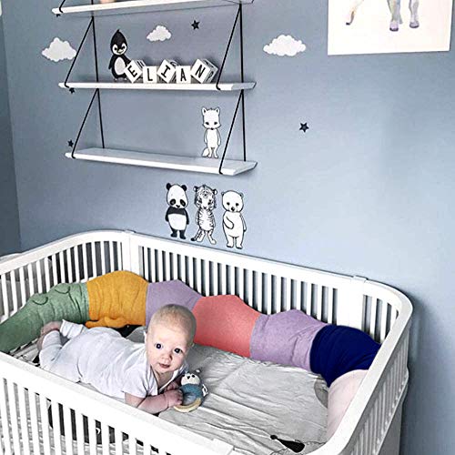 Baby Crib Bed Bumper Pillows for Baby Kids Boys Girls Toddler,Breathable Newborn Infant Cradle Cot Rails Alligator Pads Decor Protector Baby-Crib-Bumper (Colourful)