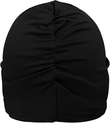 Miniatura 3 de Gorros de baño para mujer, turbante de baño, gorro de natación largo y corto, turbante de natación con forro de poliéster, plisado para mujer, gorro