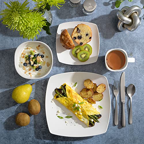 Gibson Soho Lounge Square Porcelain Dinnerware Set, Service For 4 (16Pc), White #TOP3