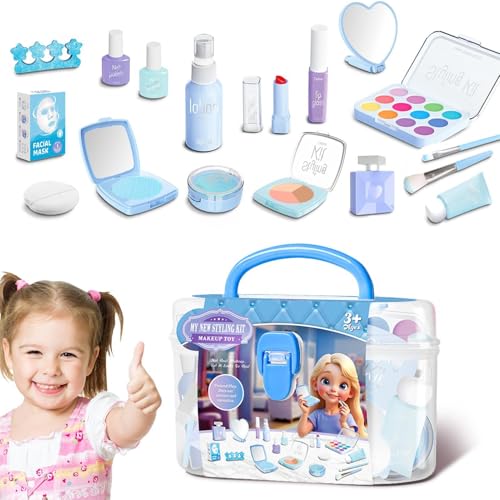 Jouet de maquillage pour petite fille, kit de maison de jeu de princesse, kit de maquillage éducatif 19 x 10 x 13 cm pour fête des enfants, anniversaire,...
