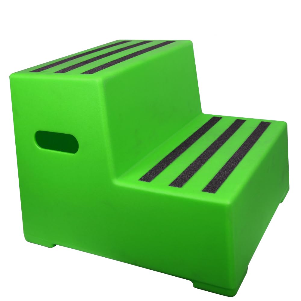 2 Tread Heavy Duty Green Plastic Moulded Safety Block Steps