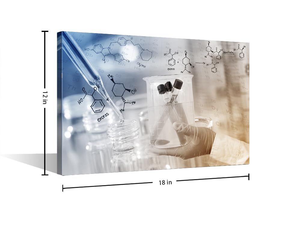 Image of TUMOVO Scientist Hand Holding Test Tubes Laboratory Research Wall Art 1 Panel Medical Artwork Wall Decor for Living Room, Bedroom, Bathroom, Office. Framed Ready to Hang (12 inch Wx18 H)