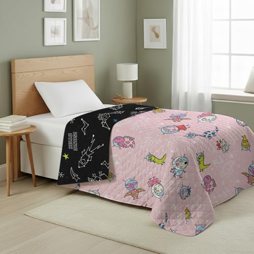 Image of Northwest Peppa Pig Dino Stars Quilted Blanket, Comfy Throw, Lightweight Bedding for Bed, Couch, or Sleepovers, 60 x 80 inches