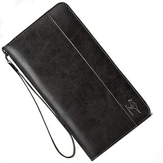 محفظة رجالية عملية من غاركانو – منظم كروت طويل مصنوع من جلد صناعي انيق باللون الاسود