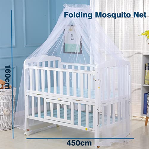 Image of Crib Dome Mosquito Net, Universal 160x450cm Lace Decorative Toddler Bed Crib Canopy Netting for Baby Cribs, Breathable Mesh to Keep Mosquitos Away