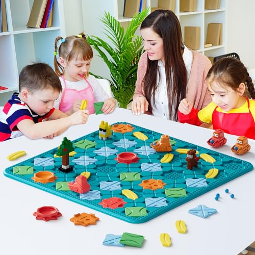 Image of Kids Board Games Learning Toys, STEM Educational Logic Kits with 200+ Challenges & 4 Difficulty Levels, Brain Puzzles Maze Games for Boys Girls Ages 3-10 Birthday Gifts