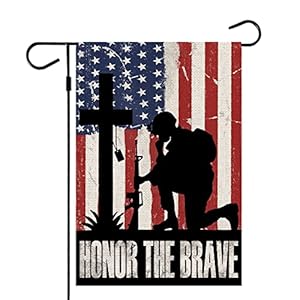 CROWNED BEAUTY Patriotic Memorial Garden Flag12x18 Inch Double Sided Honor the Brave 4th of July American Soldier Cross Independence Outside Yard Decor