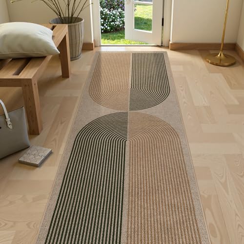Lahome Enfys Modern Rainbow Easy Jute Rug, 2x8 Hallway Runner Washable Rugs for Entryway Farmhouse Kitchen Rug, Non Slip Indoor Outdoor Carpet Contemporary Throw Door Mat for Bedroom Porch