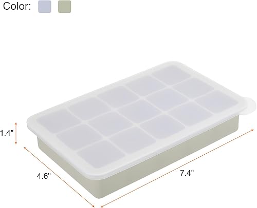 Miniatura 2 de MECCANIXITY Moldes para cubitos de hielo (juego de 2), bandeja de cubitos de hielo de 15 rejillas con tapa para cóctel, jugo, bebida casera (verde,