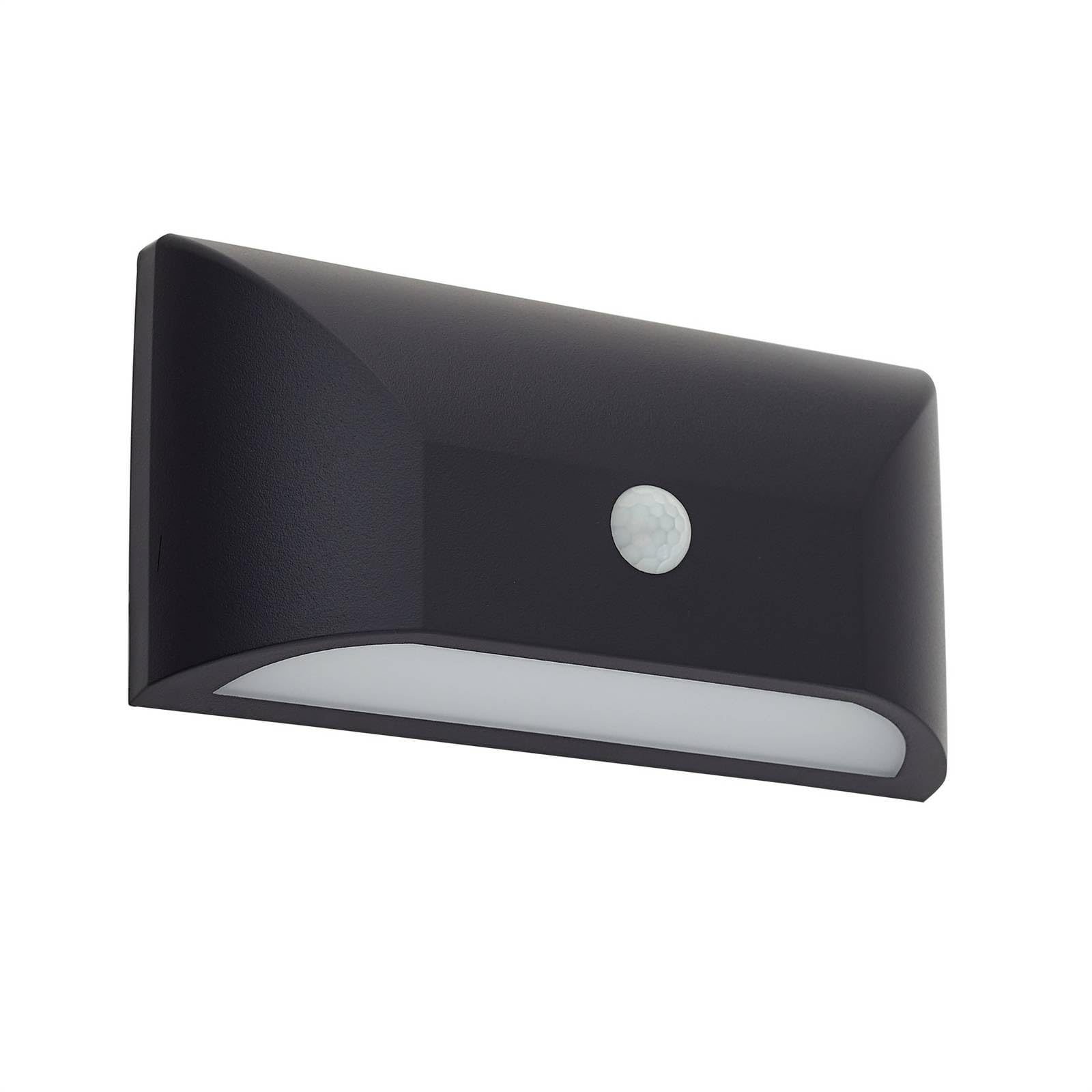 Lindby Black (Ral 9005) Outdoor Wall Light Siana With Motion Detector (Modern) In Black (1 Light Source,) From Wall Lamp For Exterior/Interior Walls, House Terrace Und Balcony