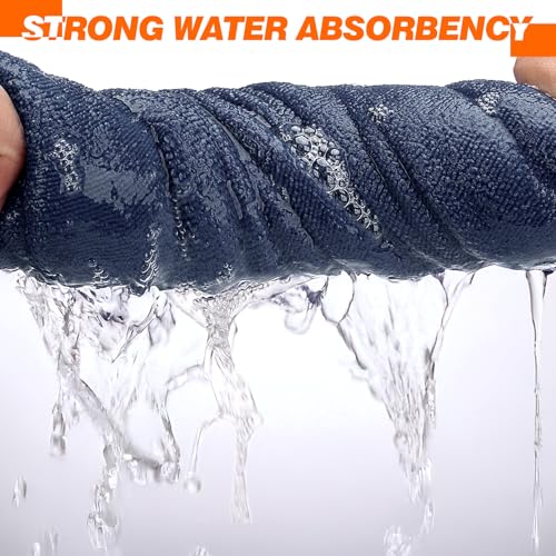 WGIDSKKI 2 Stück Fitness Handtuch, 80x40cm Kleine Sporthandtuch Handtücher mit Reißverschlusstasche + 120x50cm Microfaser Handtüch, Handtücher für Fitnessstudio, Outdoor, Yoga, Training (Grau)