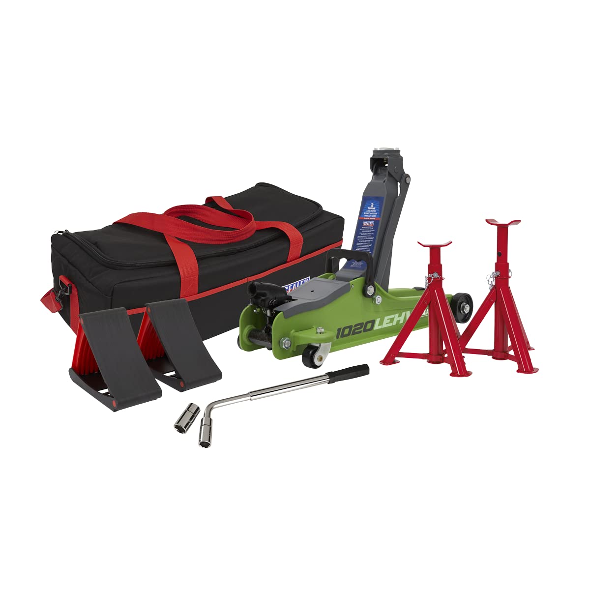 Sealey Green 1020Lehv Trolley Jack 2 Tonne Low Profile Short Chassis - Hi-Vis