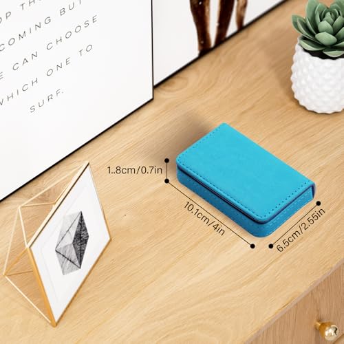 Business Credit Card Holders, Magnetic Sealing Anti Drop, PU Leather Debit Card Protector Organizer Case (Light Blue)4
