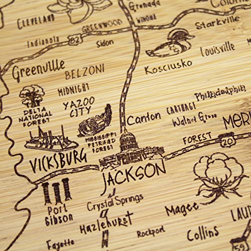 Image of Totally Bamboo A Slice of Life Mississippi Engraved Map Cutting Board