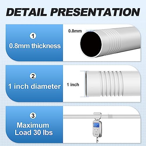 Image of CorkLatta White Shower Curtain Rod 31 to 92 Inch,1 Inch Diameter Adjustable Spring Tension Stainless Steel Telescoping Rod,Easy Install,No Rust