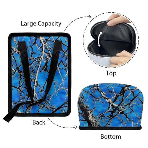 Image of KEIAHUAN Blue Branch Camo Car Trash Can with Lid Multipurpose Collapsible Trash Bin for Car Hanging Vehicle Trash Bag Small Portable Automotive Garbage Cans Vehicle Interior Accessories