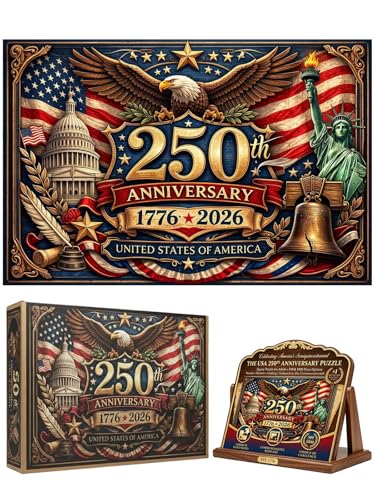 Puzzle Conmemorativo rafonie 250 Aniversario de USA 1000 Piezas de Madera con Diseño Patriótico miniatura 1