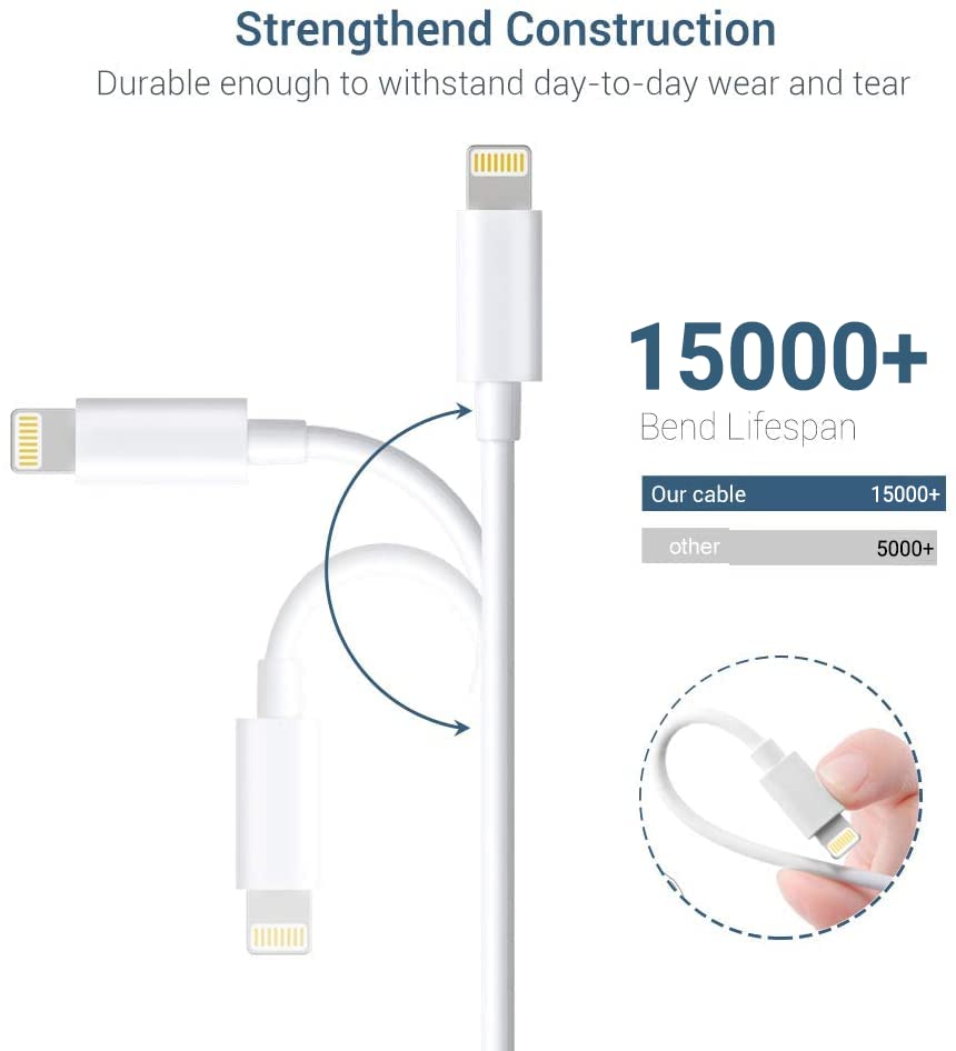Image of Marchpower Lightning Cable 3FT, iPhone Cable 3FT MFi Certified, 3Pack iPhone Charging Cable Charger Cord for iPhone 14 Plus 13 12 11 Pro Max Mini XR Xs X 8Plus 7Plus 6S 6 5S iPad Pro Air iPod - White