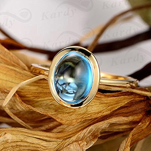 Bague Topaze Bleue en Or Rose, le Cadeau de Promesse Idéal
