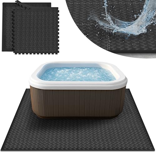 tillvex® Tapis de Sol carré 200 cm pour Spa | Tapis de Protection Thermique pour Jacuzzi et Piscine | sous-Couche Isolante | Plaque de Sol Antichoc (Noir)