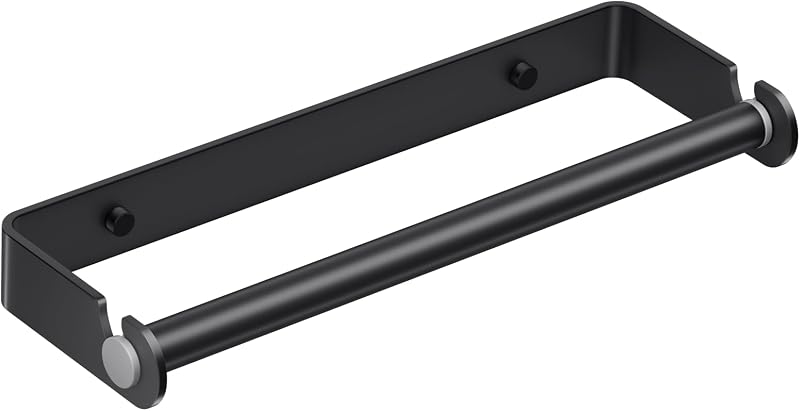 Aheucndg Soporte para toallas de papel debajo del gabinete, negro | Autoadhesivo, Montaje en Pared, para Cocina o Baño, Toallero de Papel