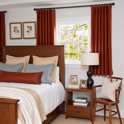 Image of Lazzzy Velvet Blackout Curtains Thermal Insulated Room Window Drapes Super Soft Luxury Curtains for Living Room Bedroom Rod Pocket 2 Panels, Rust Red, 52 inch W x 63 inch L