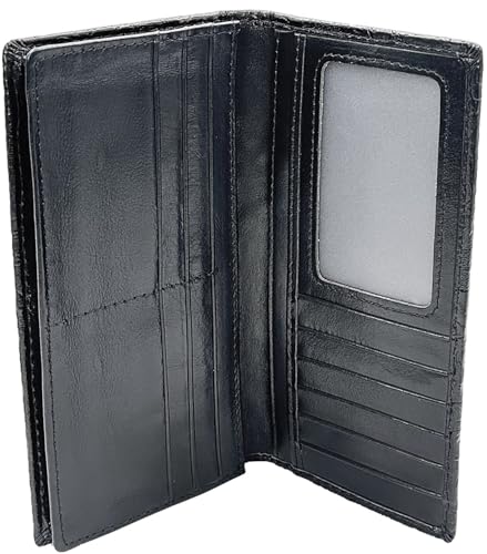 Easyoulife Womens Ladies Genuine Leather Wallet Long Embossing Bifold Wallet Clutch Purse (Black)4