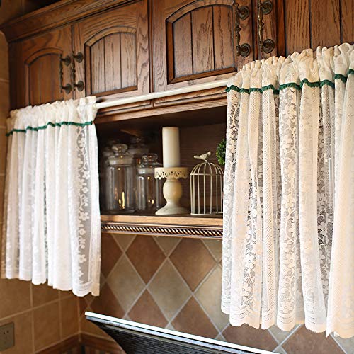 Cortinas de cocina estilo media cortina de puerta corta y decoración de ventanas blancas
