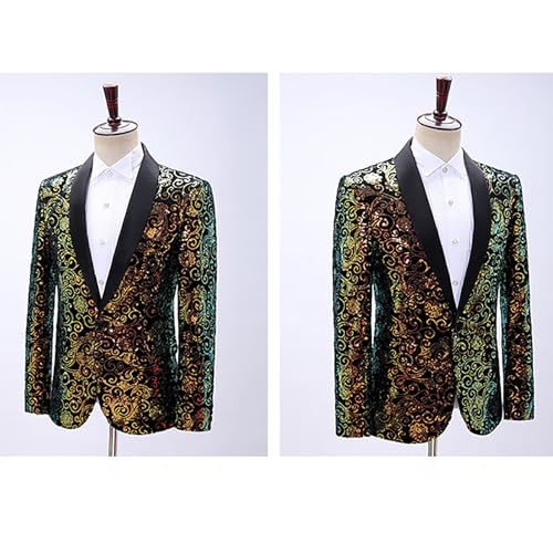 Men's Sequin Suit Jacket Shiny Blazer One Button Sparkly Formal Tuxedo Jackets for Disco Party, Prom, Dinner4