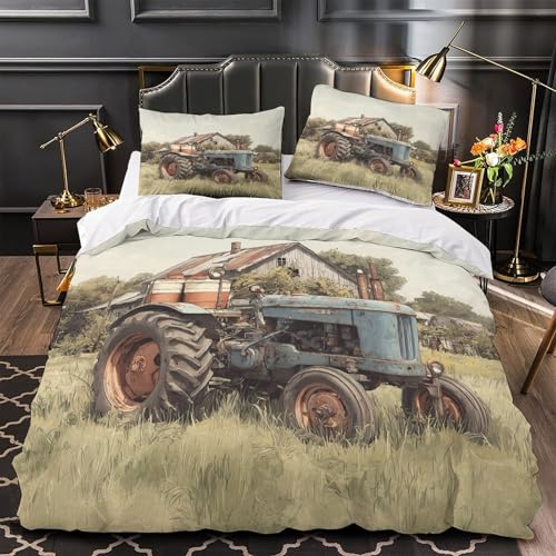 Parure de lit fermeture éclair résistante tracteur 3D