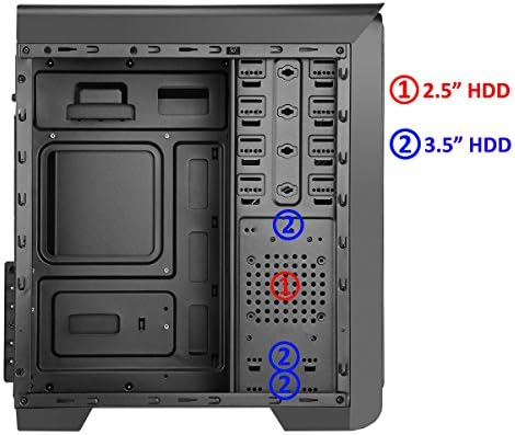 CiT Hero MATX Computer Case with 1 x 12 cm Front Blue LED Fan and Side Window - Black
