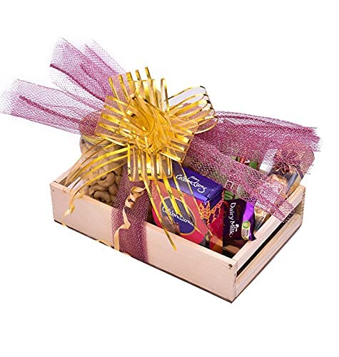 Image of NUTRI MIRACLE Rakhi Dry Fruit & Nut Gifts With Variety Of Chocolates N Handcrafted Rakhis For Brother N Family,700gm