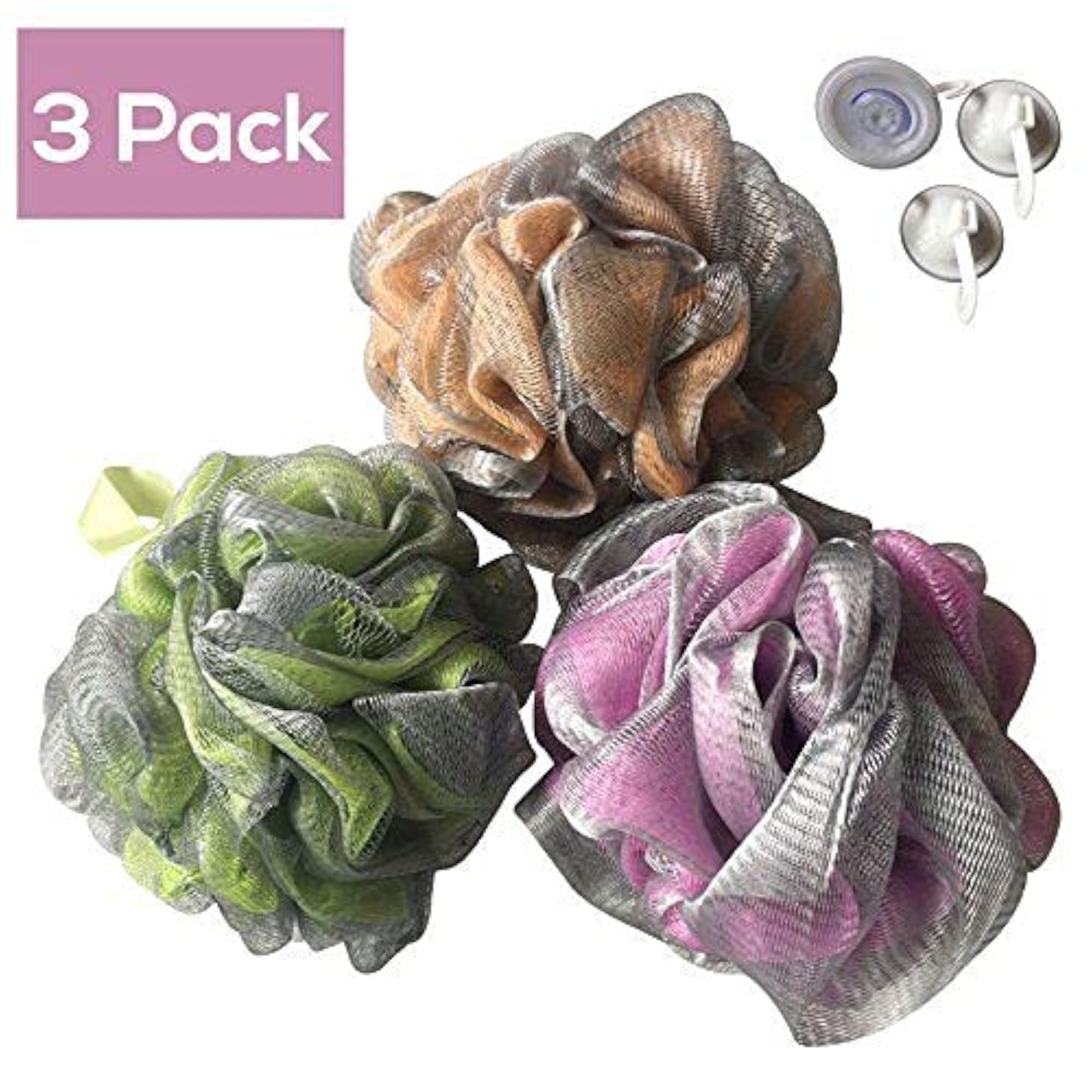 Loofah for Bathing Set of 3, Random Colour