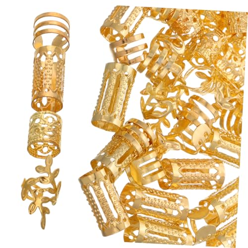 FRCOLOR 40個ドレッドヘア用ヘアリング アルミ製 中空デザイン 編み込み ヴィキングスル対応 ヘアエクステンションアクセサリー 女性 男性用 太め髪対応 ハロウィン コスプレ イベント向け